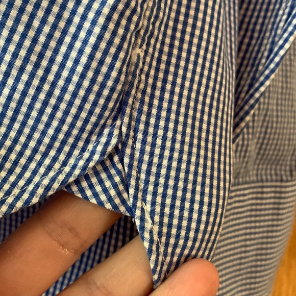 CrewCuts J Crew size 12 boy blue white tiny check pocket button down shirt EUC - Picture 8 of 8